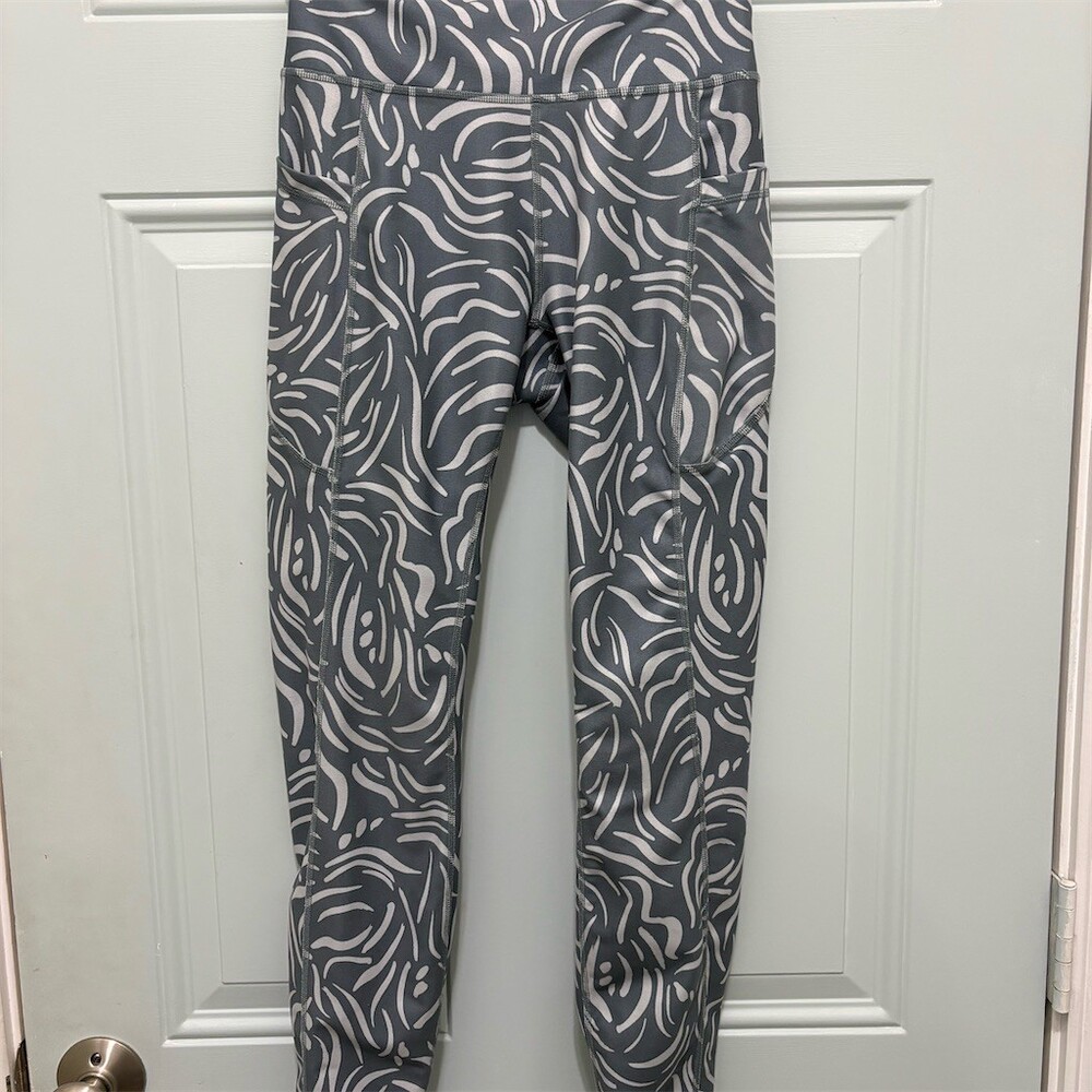 Gilly Hicks Leggings Womens Size S Gray White Abstract Cropped High Rise